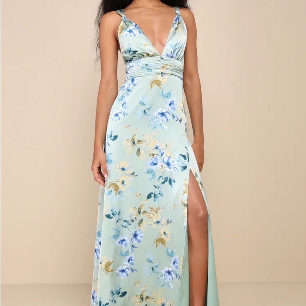 Lulu's Blue and Green Maxi Dress